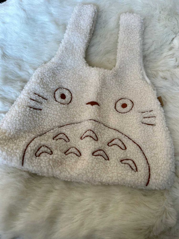 Totoro Inspired Plush Tote Bag
