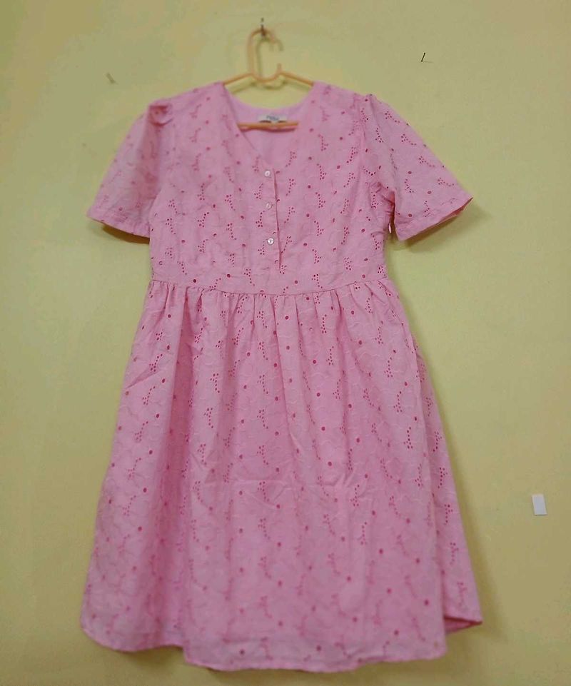 Pink Eyelet Summer Dress