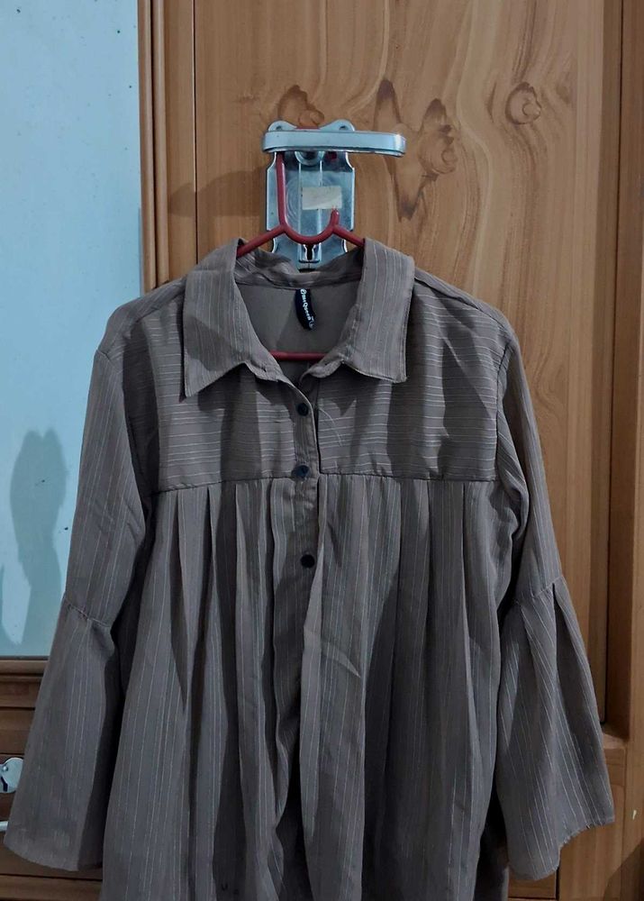 Brown Button-Up Top
