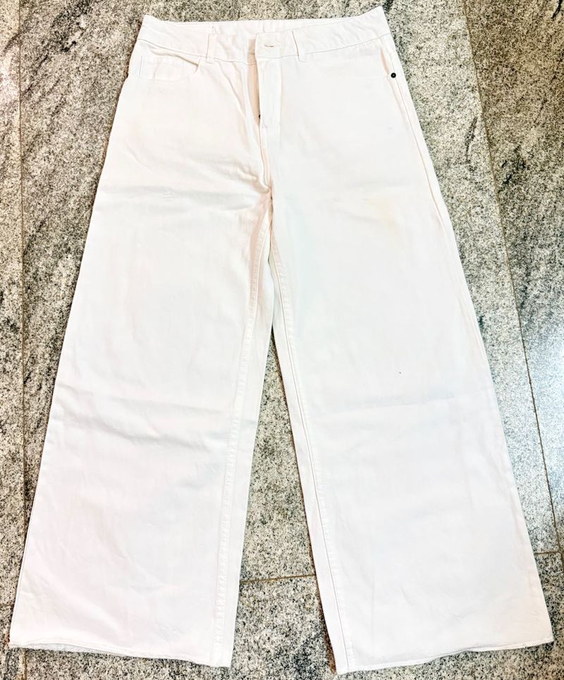 White Wide Leg Denim Jeans