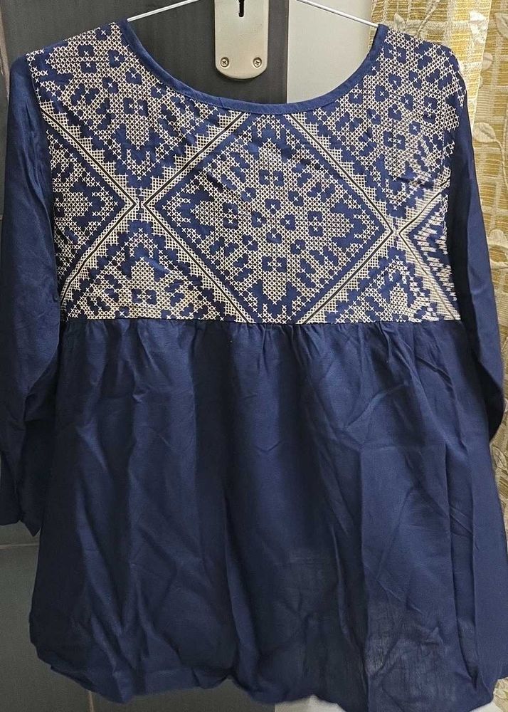 Navy Printed Top