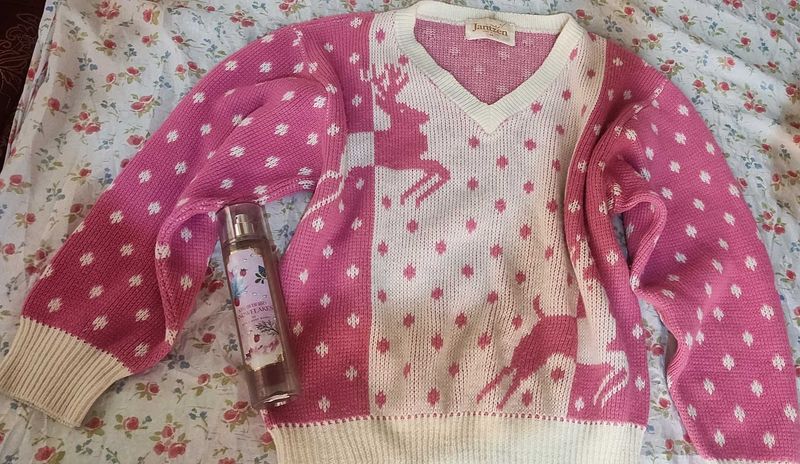 Pink+White Sweater