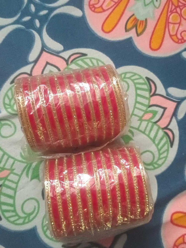 Red Golden Bangels Set
