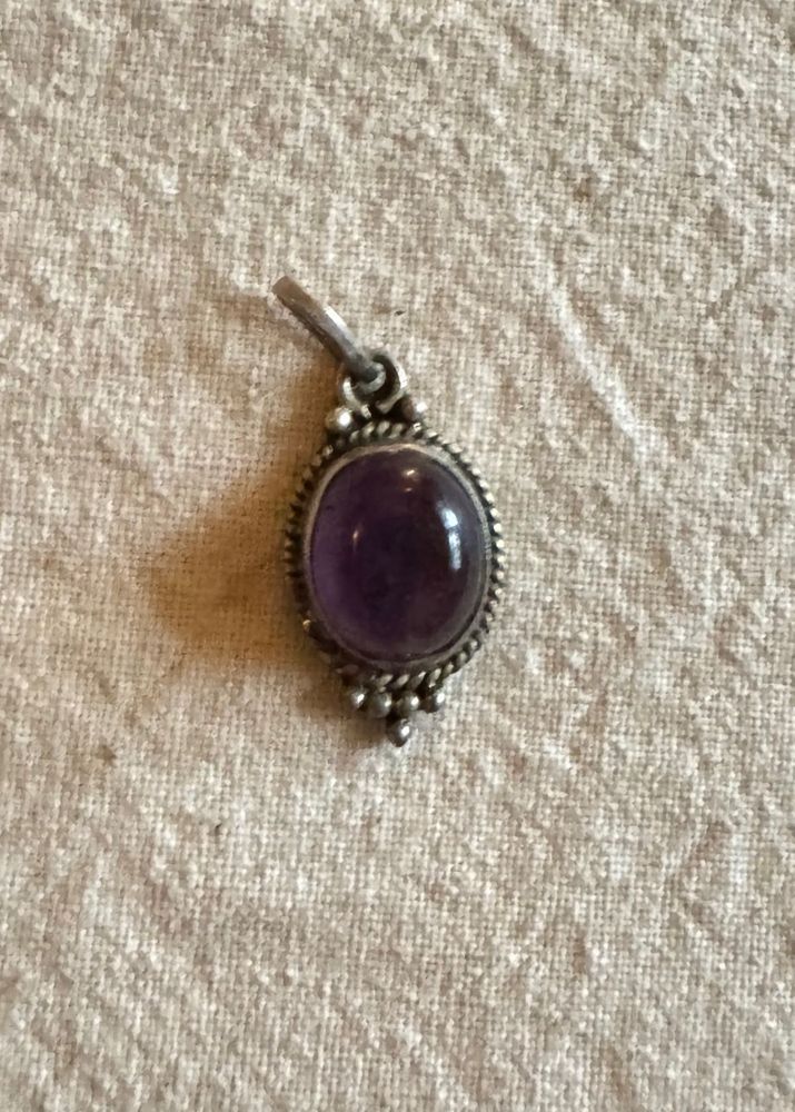 Vintage 92.5 Silver Amethyst Pendant
