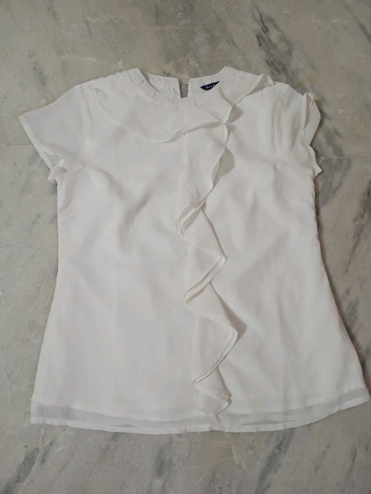 Women Mast &amp; Harbour White Ruffle Top