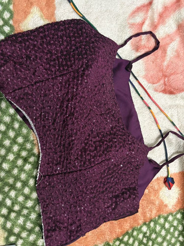 Elegant Purple Sequin Blouse
