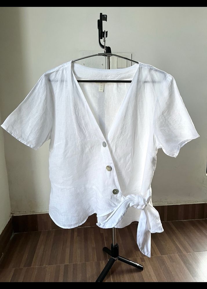 H&amp;M Wrap Up Linen Top