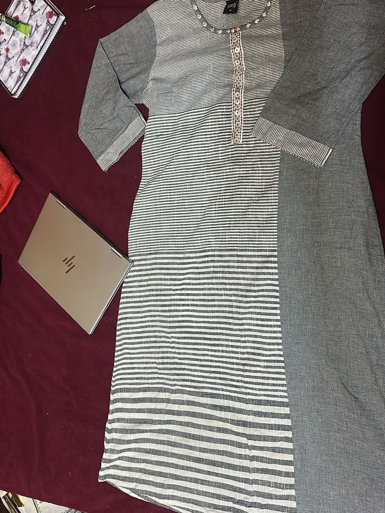 Striped Grey Kurta
