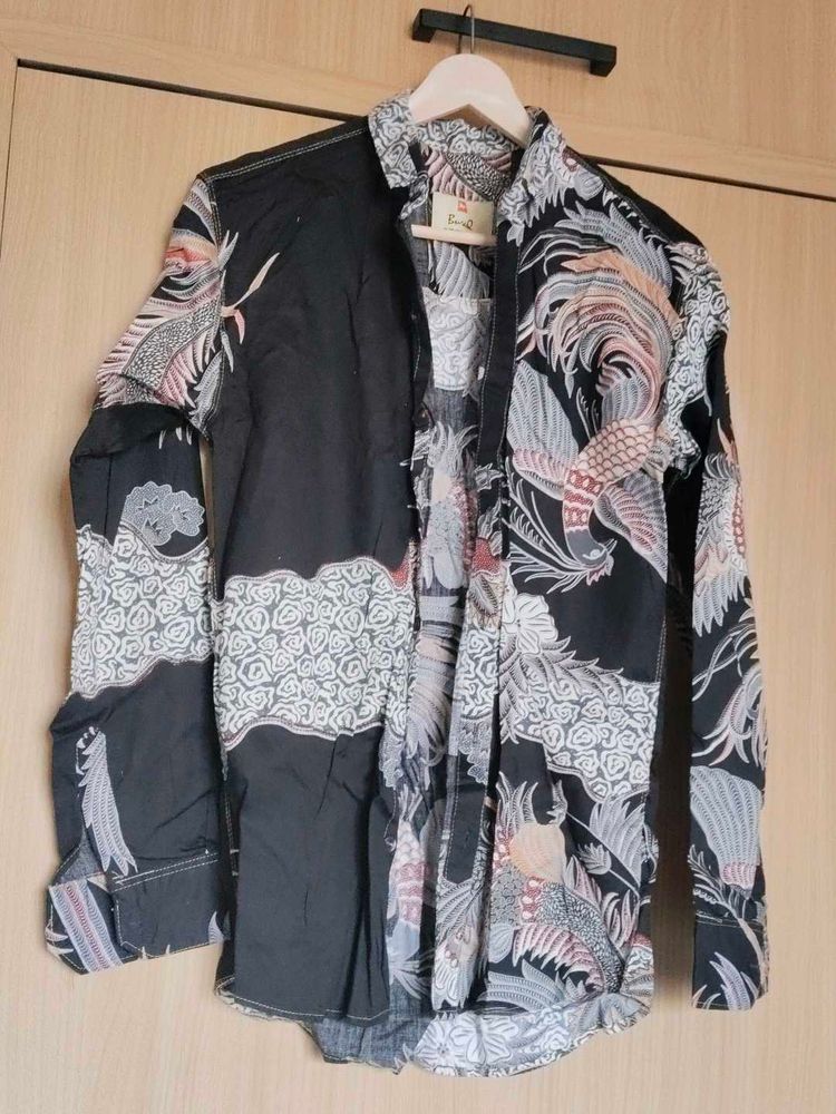 Patterned Button-Down Shirt