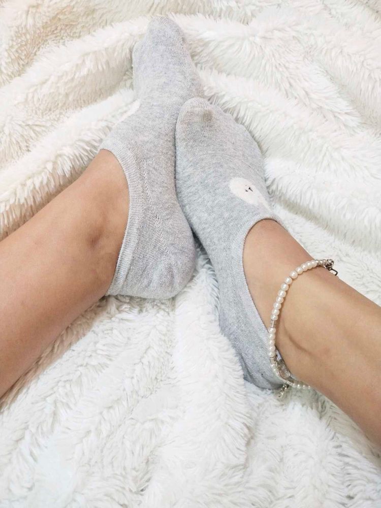 Worn Grey Ankle Socks
