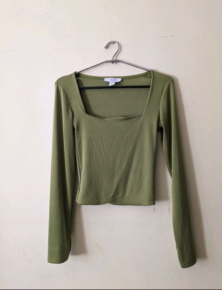 Olive Green Long Sleeve Top