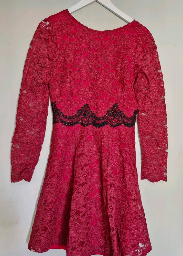Maroon A-line Dress