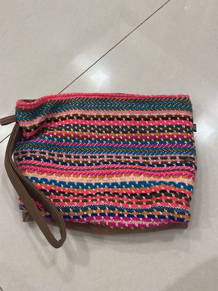 Striped Woven Pouch