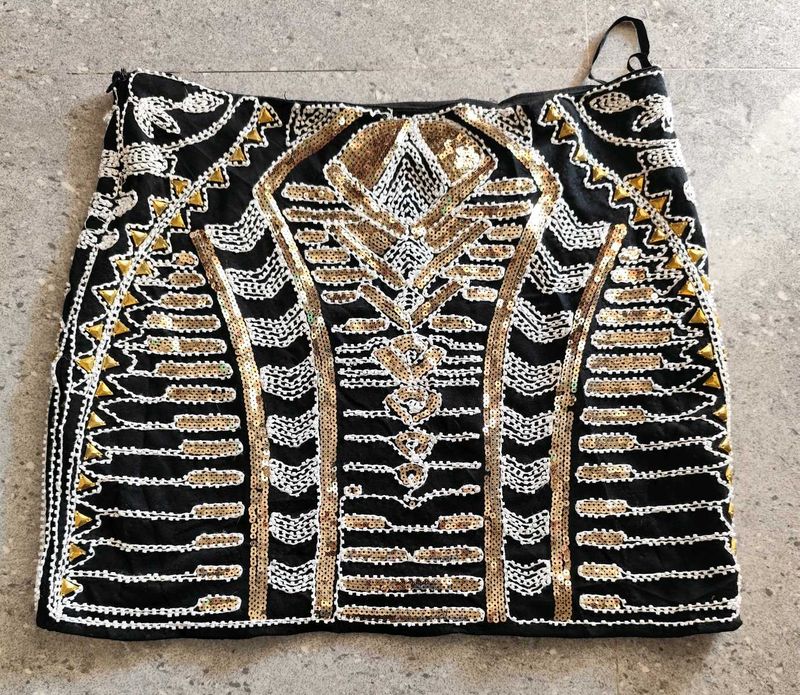 Sequin and beaded Ibiza pinteresty Mini Skirt