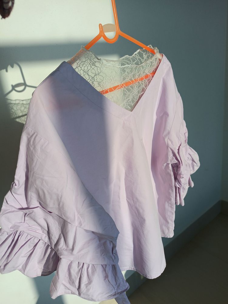 Lavender Ruffled Korean Style Top
