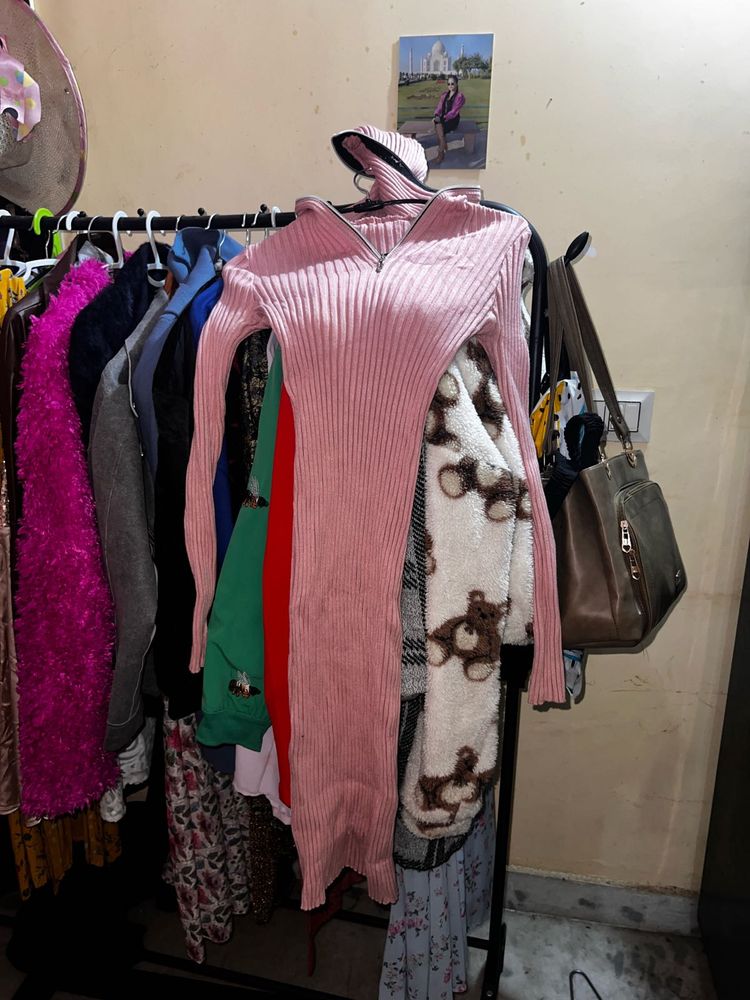 Pink Knit Bodycon Dress