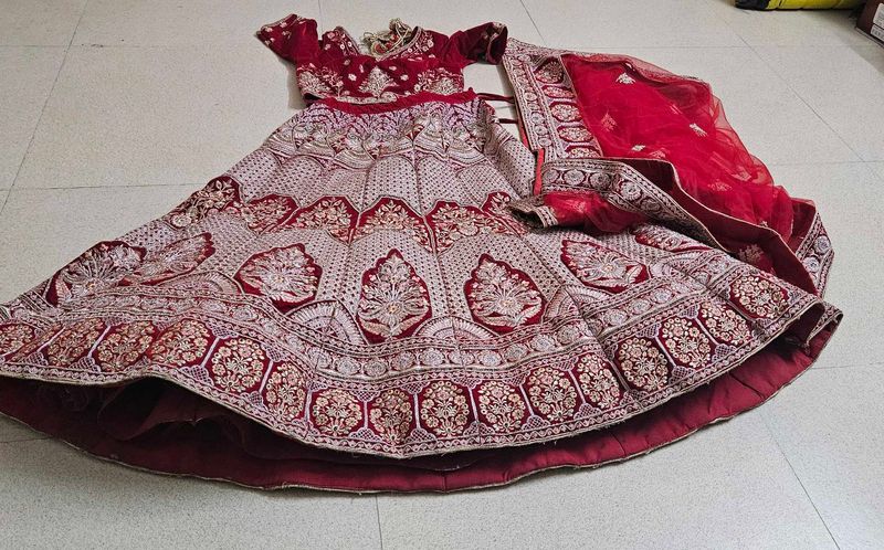 Gorgeous Red Embroidered Lehenga Choli bridal leha