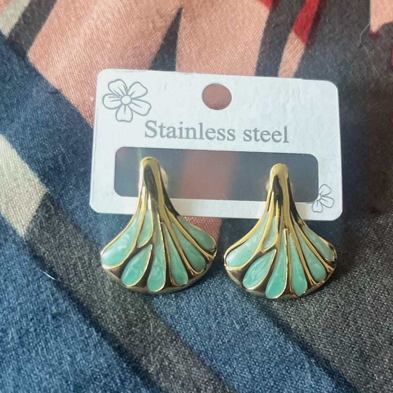 Teal &amp; Gold Earrings