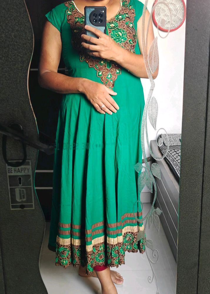 Green Colour Wedding Gown With Beautiful Work