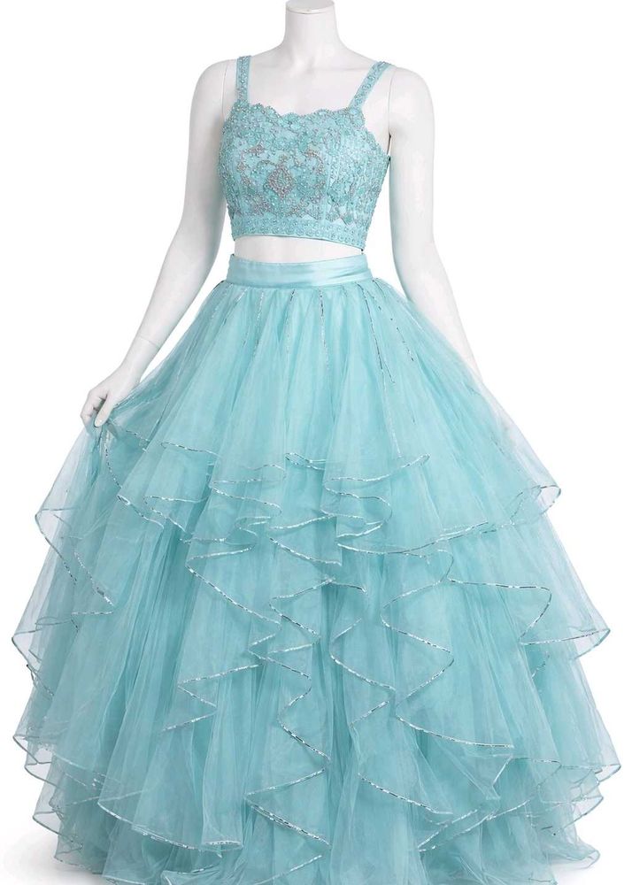 Aqua Two-Piece Party Lehenga