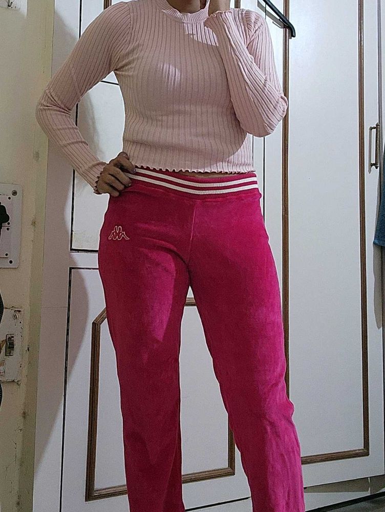 Kappa Pink Luxe Velvet  Jogging Pant