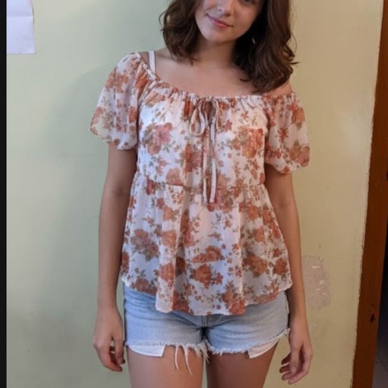Floral Chiffon Off-Shoulder Top