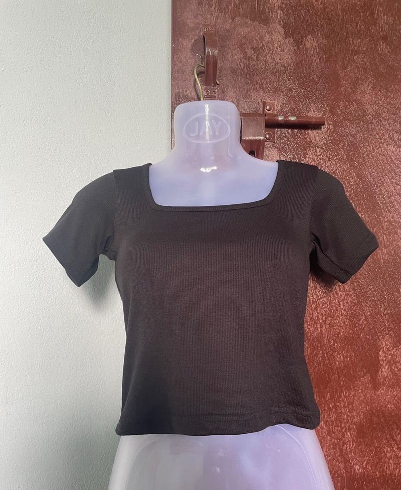 Black Square Neck Top