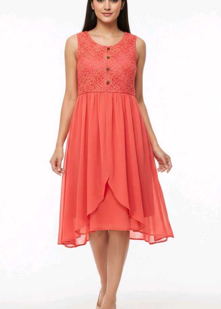 Coral Sleeveless Dress