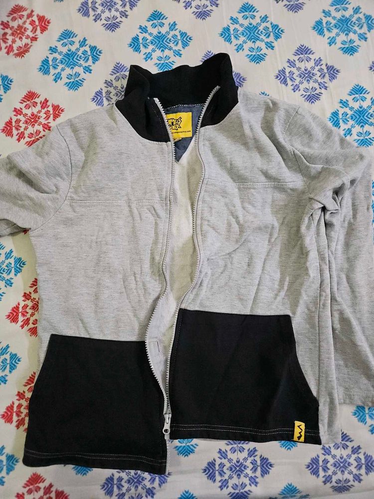 Grey &amp; Black Zip-Up Jacket