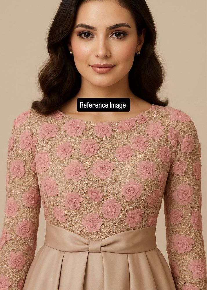 Elegant Pink &amp; Cream  Lace Dress