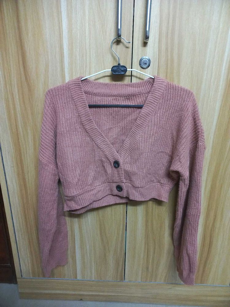 Cute Cropped Pink Cardigan