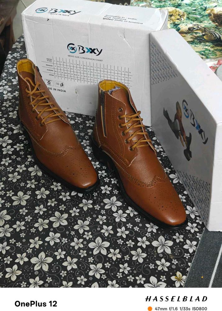 Height Increasing COWBOY Ankle Zipper Brogue Boots