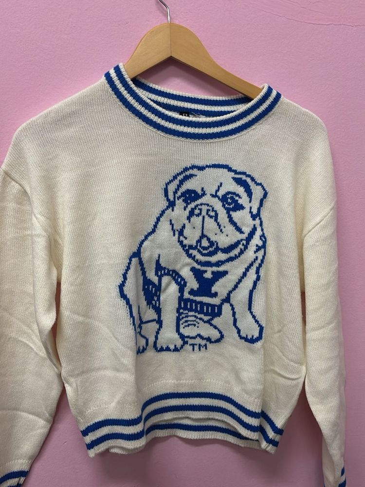 Bulldog Graphic Knit Sweater