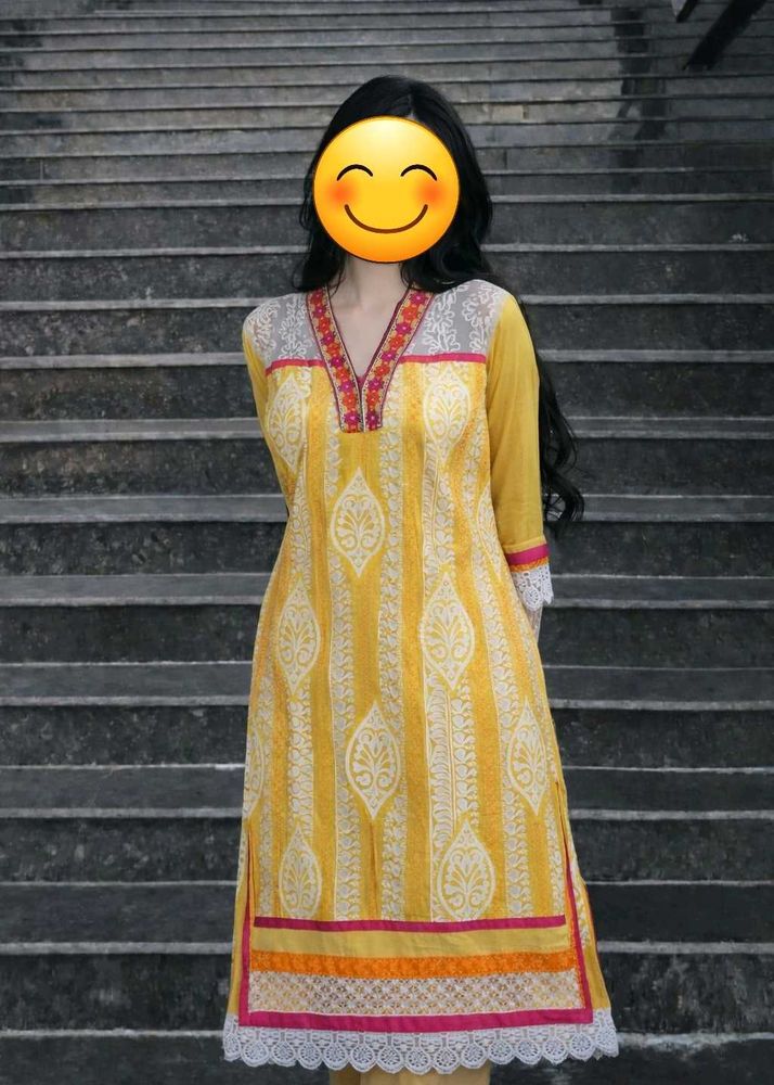 Elegant Yellow Printed Kurta