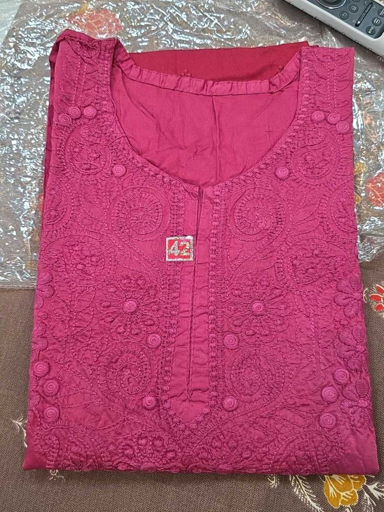 Pink Embroidered Kurta