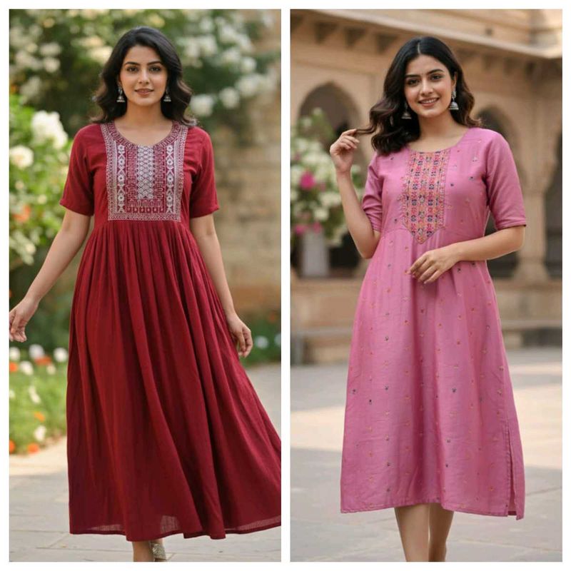 Elegant Pink and maroon kurta set of 2
