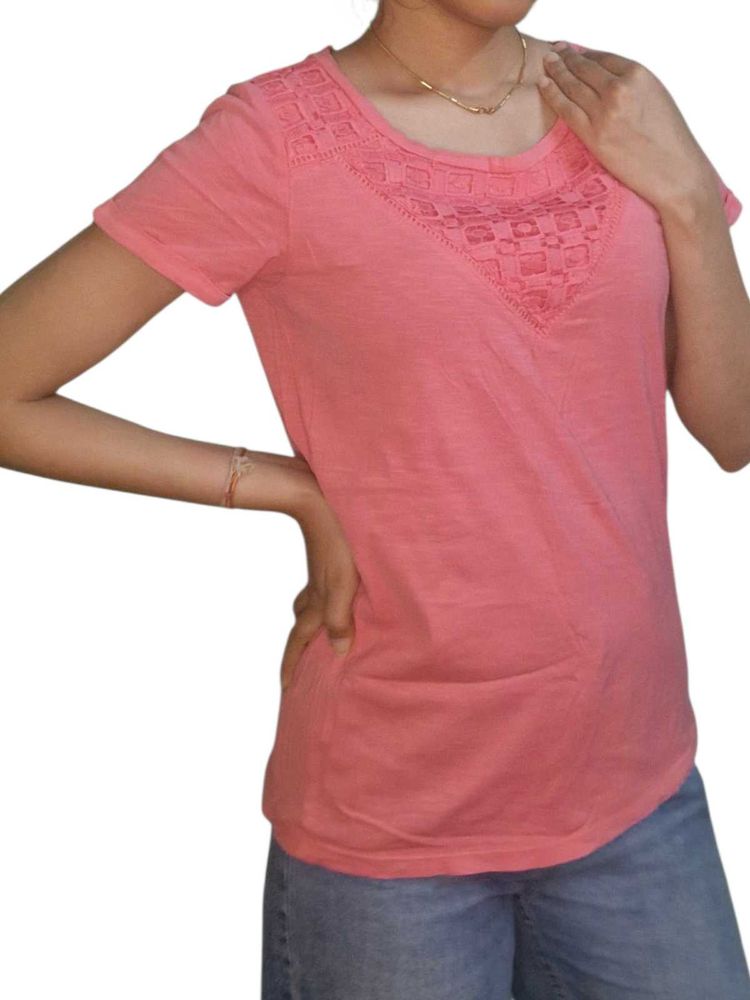 Peach Lace T-Shirt