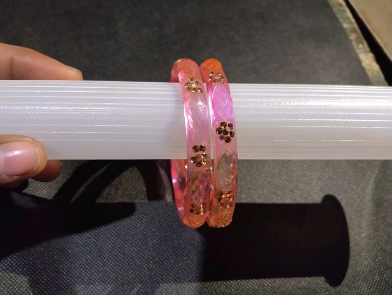Sparkling Pink Bangles (Set of 2)