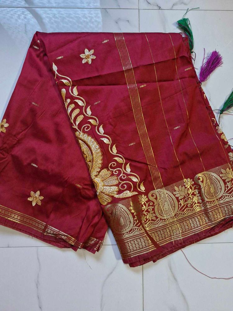 Elegant Maroon Saree
