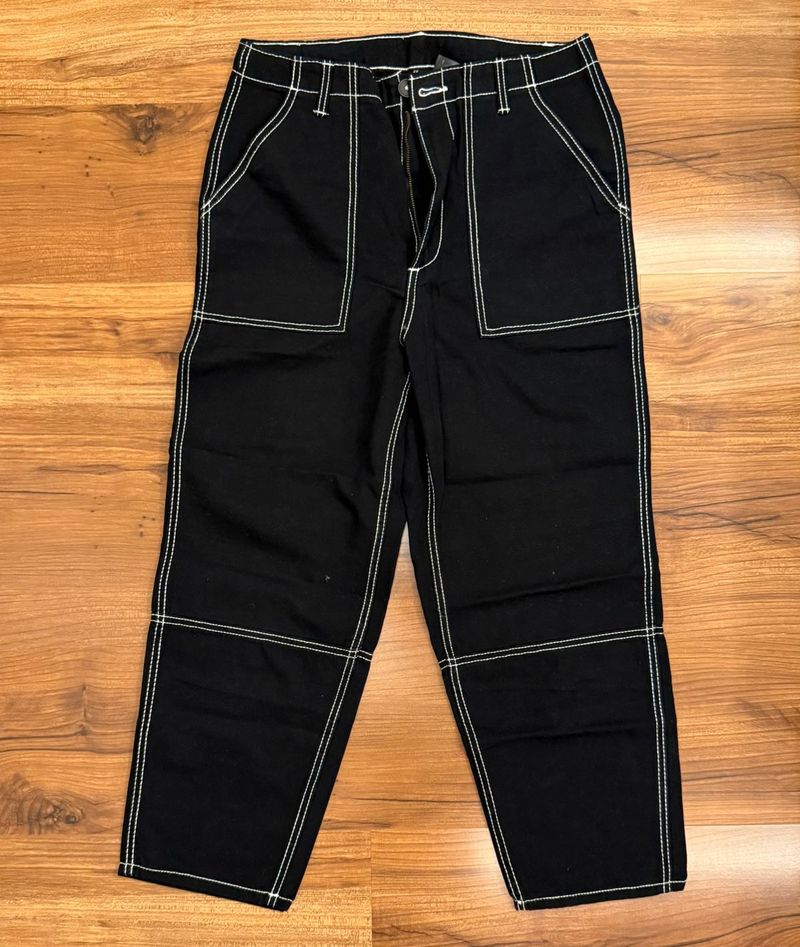 H&amp;M Black Topstitched Jeans
