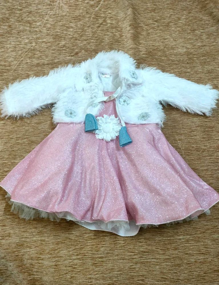 Cute Pink Dress &amp; Fur Jacket