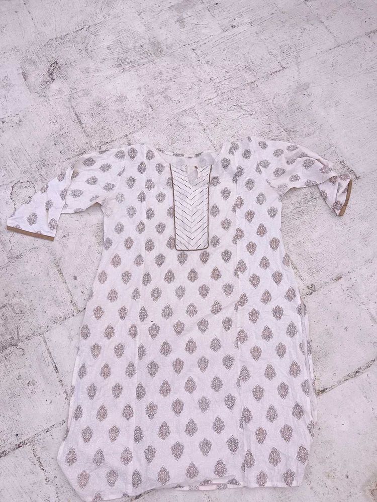 Elegant White Printed Kurta