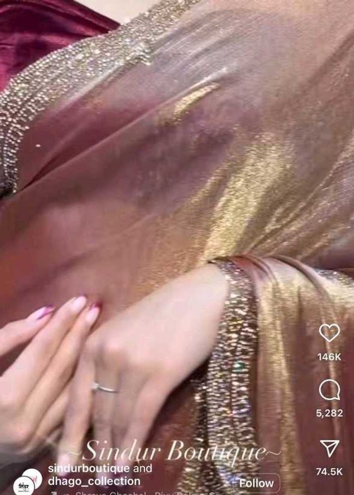 Glamorous Metallic Saree with Embellished Border