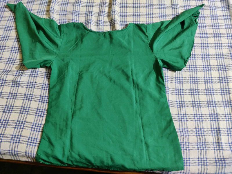Puff Sleeves Green Top