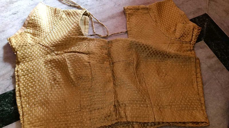 Golden Readymade Saree Blouse