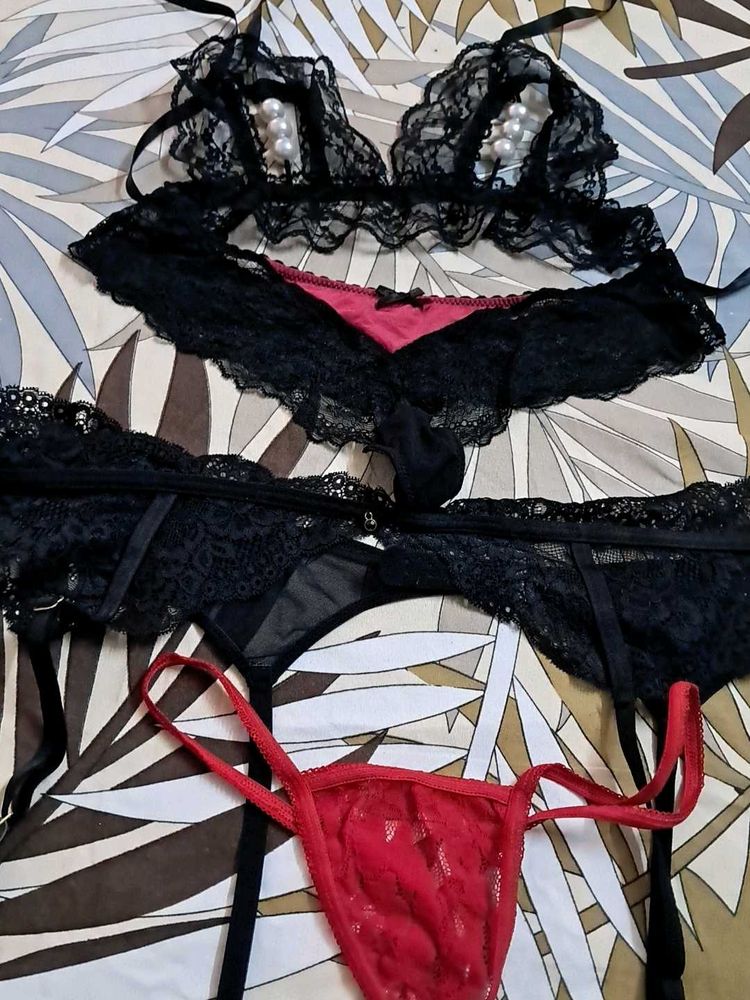 Garter  Belt  Bra Panty  Imported Fabric  Combo