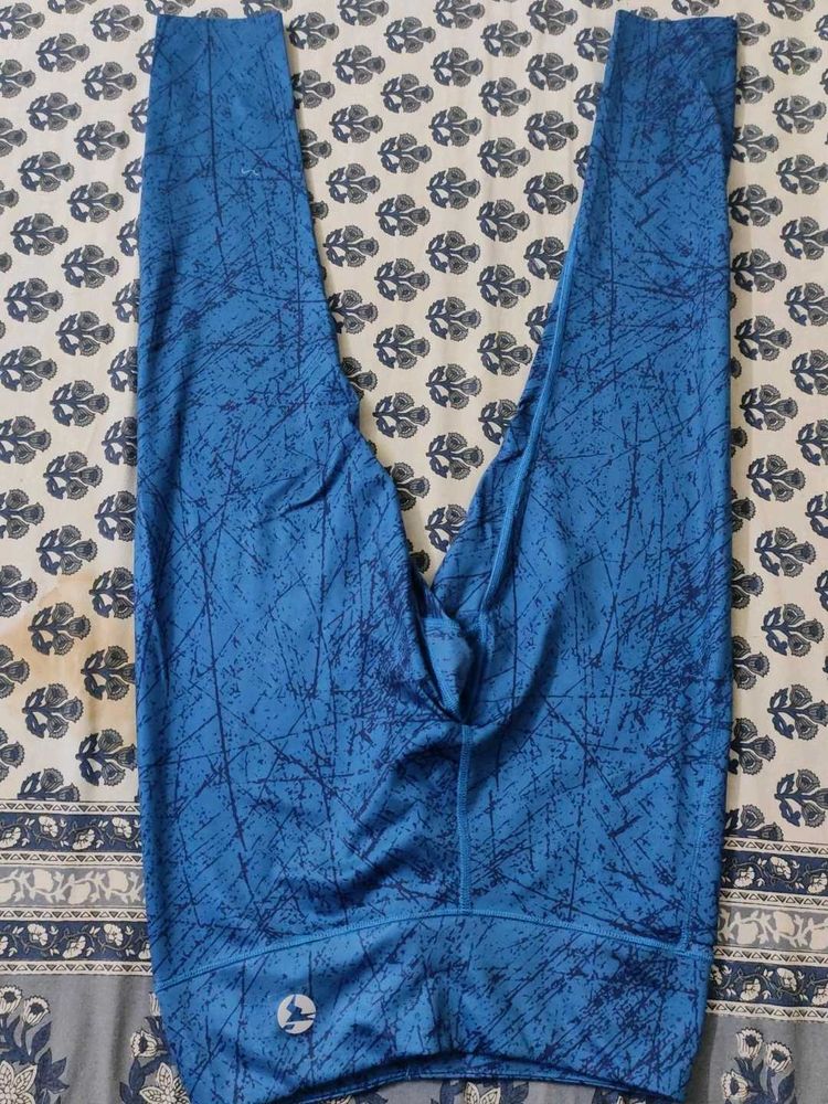 Blue Patterned Athletic Leggings