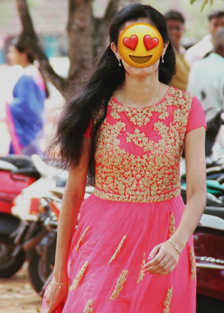 Peach &amp; Gold Embellished Dress