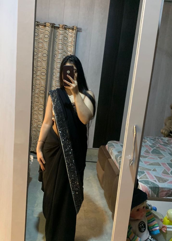 Beautiful Black Party Saree♠️🖤🎀