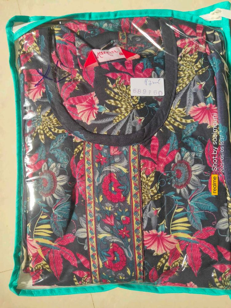 Navy Blue Kurthi Set Cotton Mixed